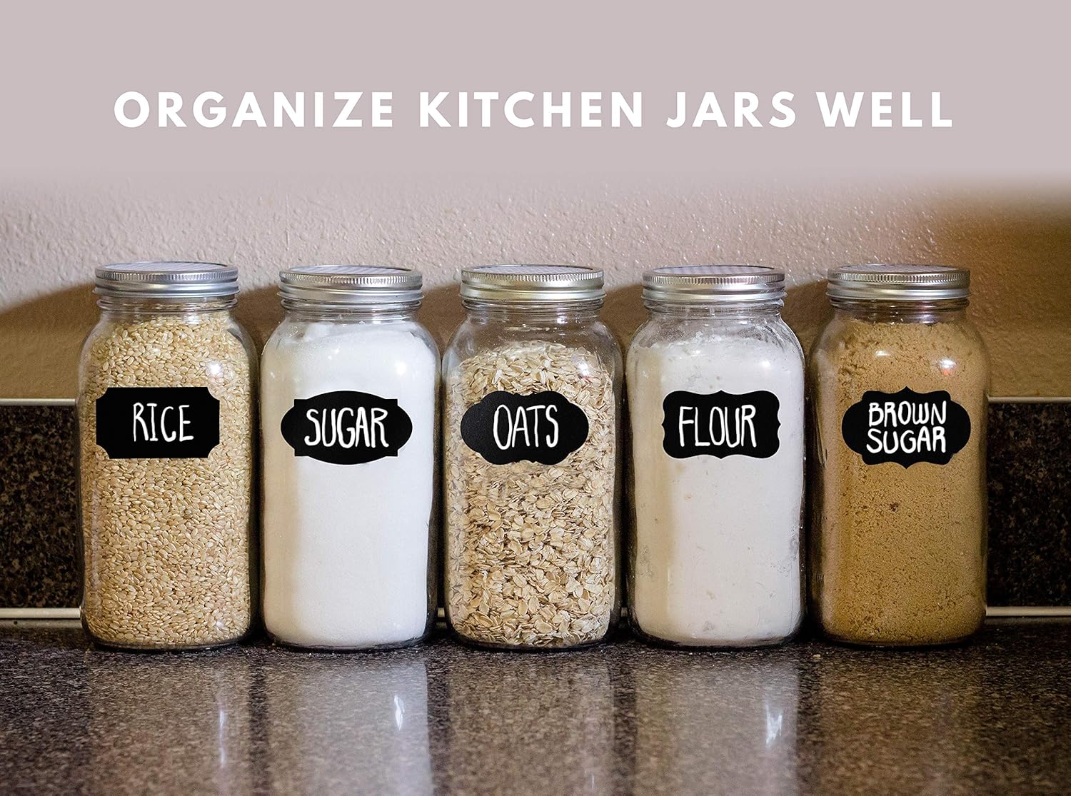 96 Premium Chalkboard Labels with Erasable White Chalk Marker Included - Chalk Board Mason Jar Labels - Removable Blackboard Sticker Label for Jars : Office Products