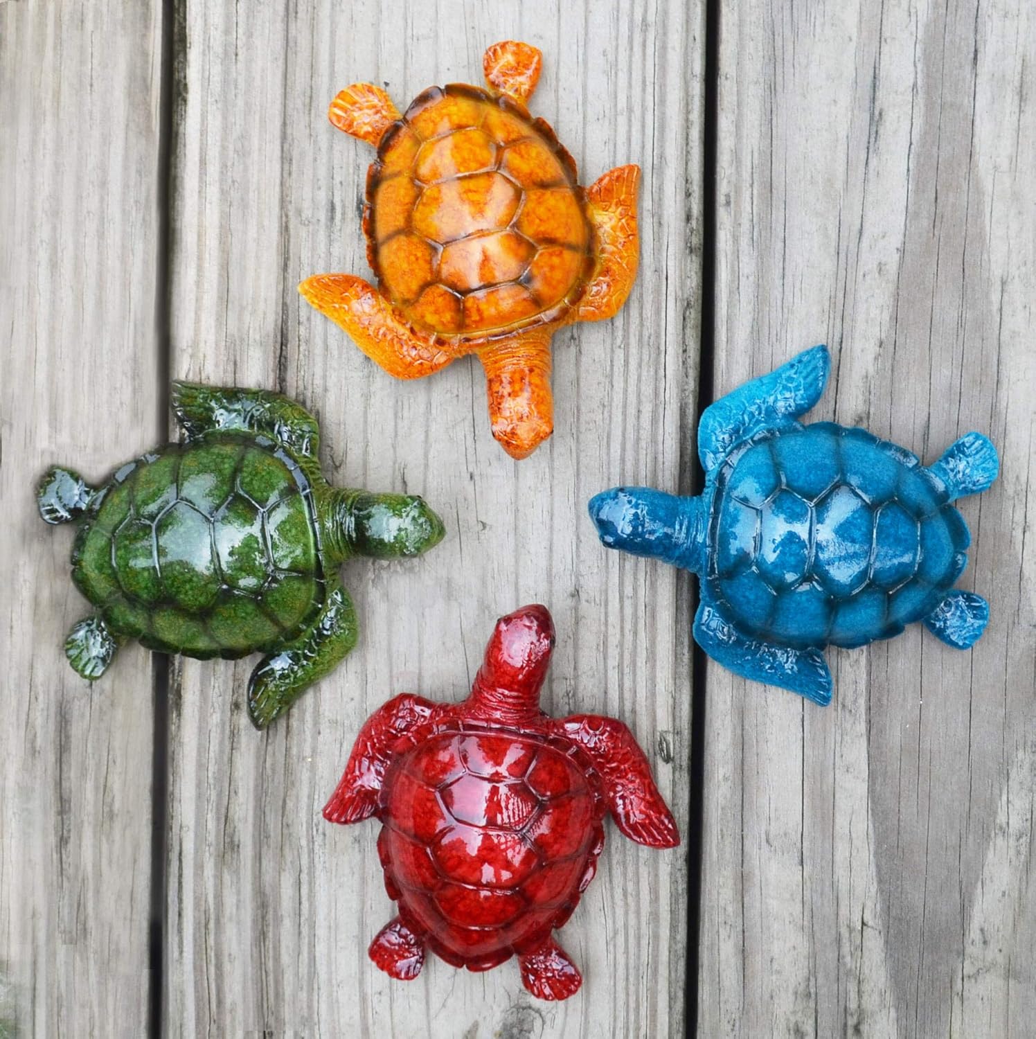 GIFTME 5 Cute Sea Turtles Wall Decor Set of 4 Indoor Outdoor Resin Wall Decor Prefect Addition to Pool,Deck,Backyard,Walkways or Entrances Garden Wall Sculptures: Everything Else