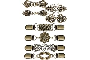 Juinte 8 Pcs Vintage Sweater Cinch Clips to Tighten Dress Pant Waist Retro Shirt Shawl Cardigan Collar Brooch Clips for Women