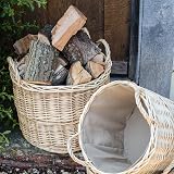 Arthur Cameron Deluxe Circular Wicker Log Basket with Handles & Lining (Large, view 5