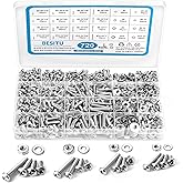 Besitu 720Pcs Machine Screw Assortment Kit, 10-24#8-32#6-32#4-40 Phillips Pan Head Assorted Nuts Bolts and Flat Washers Kit, 