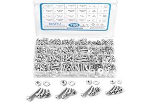 BESITU 720Pcs Machine Screw Assortment Kit, #10-24#8-32#6-32#4-40 Phillips Pan Head Assorted Nuts Bolts and Flat Washers Kit, Stainless Steel Screws Hardware Assortment with Case