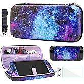 FANPL Cute Case Bundle for Nintendo Switch 2 Accessories, Travel Carrying Cover for Switch 2 with Hard Skin, Adjustable Strap, Screen Protector, Thumb Grip Caps (Starry Sky)