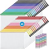 JARLINK A5 Mesh Zipper Pouches, 6x9inch Pencil Pouches for School, 30 Pack | 10 Colors Mesh Zipper Pouches, Waterproof Zipper Reusable Pouch for Office Supplies, Cosmetics, Bikini, Travel Storage
