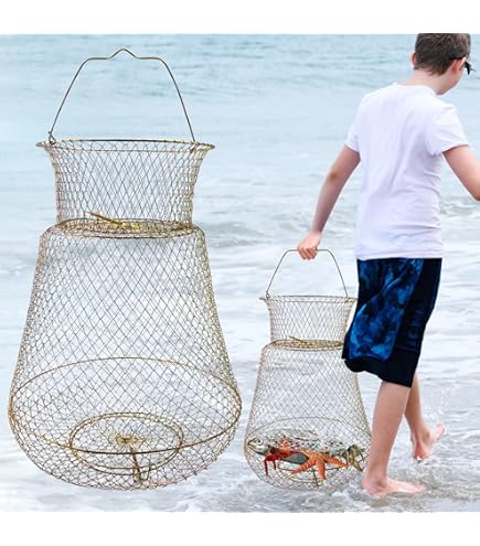 VTG Wire Basket Fishing Net Collapsible Floating Steel Cage Mesh