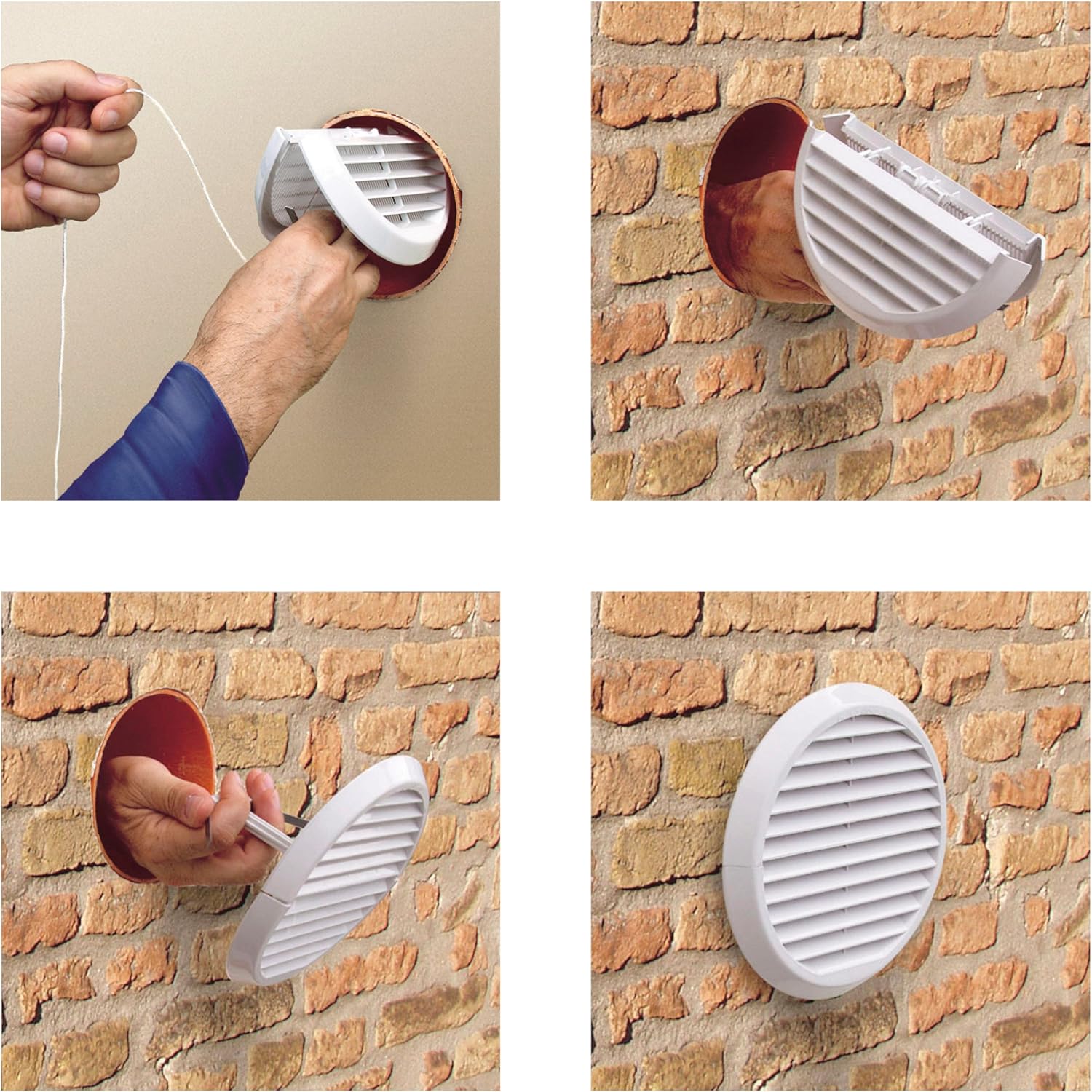 Xpelair SSWKWS Simply Silent W/Round Wall Kit - White, Square/Brown - Image 3