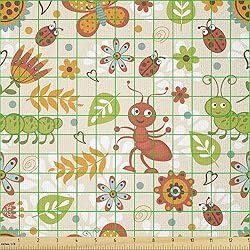 Ambesonne Spring Fabric by The Yard, Jolly Smiling