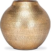 Abbott Collection Large Hammered Vase - Aluminum, Antique Gold (12" H)