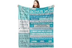 Pezolen Mothers Day Bonus Mom Gifts, Bonus Mom Blanket 60"x 50", Bonus Mom Wedding Gift from Bride, Bonus Mom Gifts from Daughter, Gifts for Stepmom/Bonus Mom, Bonus Mom Birthday Gifts from Daughter