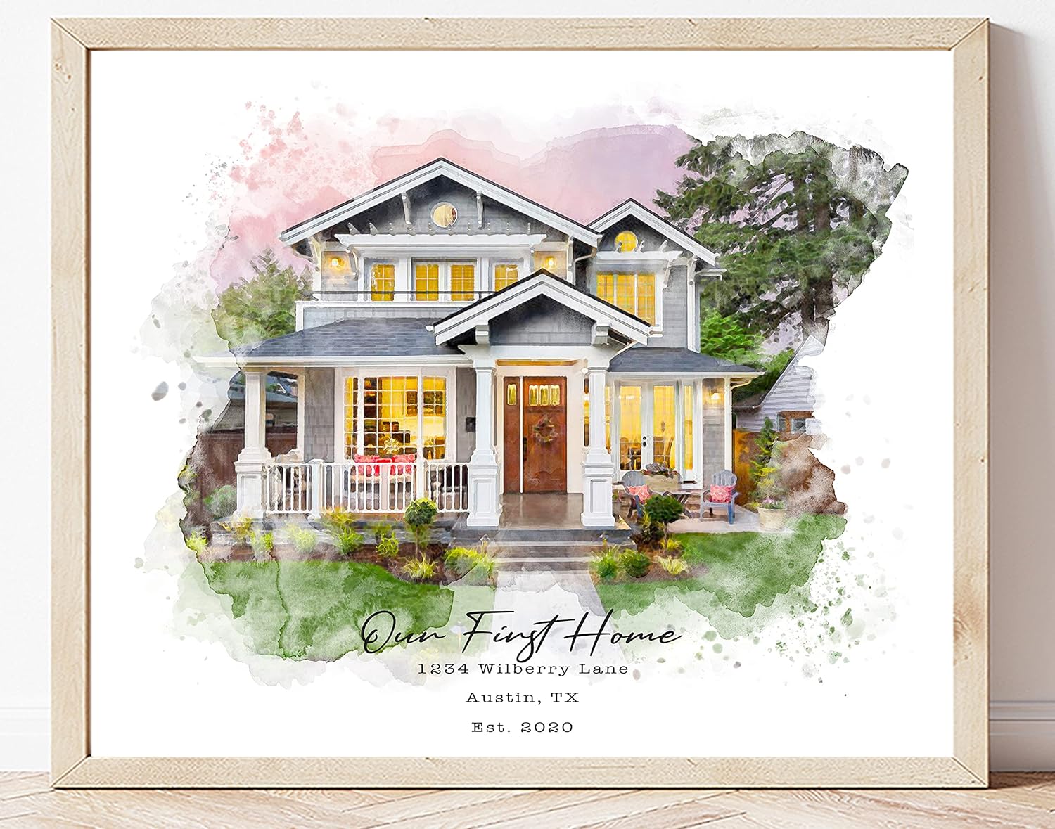 Paintings - Watercolor house from photo, House portrait from photo, house home digital art, Realtor Closing Gift, Housewarming Gift, sketch from photo