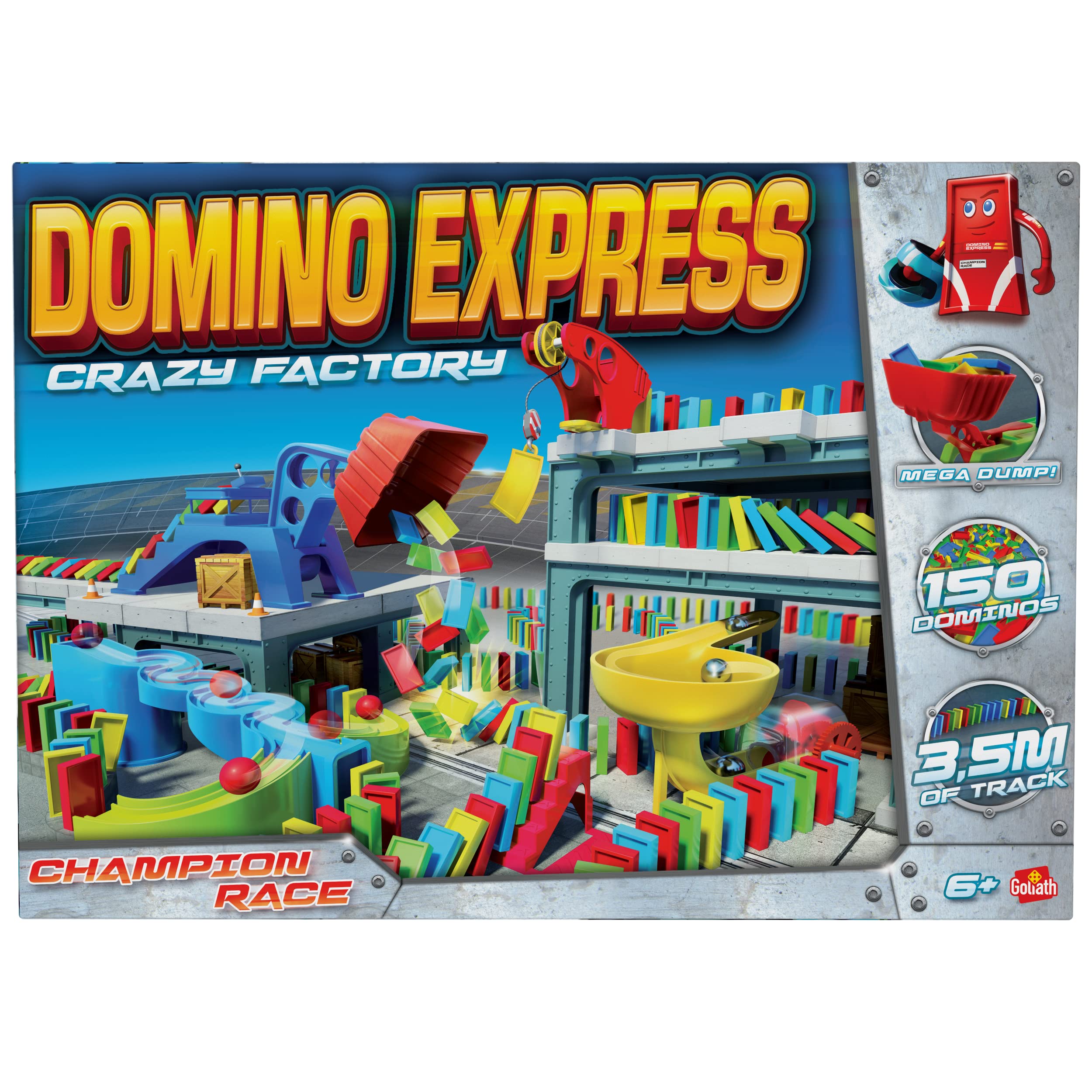 Goliath - Domino Express - Crazy Factory - Construction Game - Dominos Factory - 3.5 m long circuit - To be played alone, with family or friends - From 6 years old
