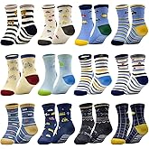 SkiBeaut Toddlers Kids Non Slip Socks Grips Sticky Slippery Crew Socks for 1-7 Years Old 12 Pairs Children Boys Girls Socks