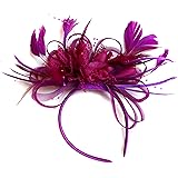 Plum Magenta And Purple Feather Hair Fascinator Headband Wedding