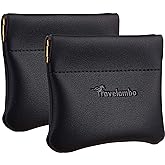 Travelambo Leather Squeeze Coin Purse Pouch Change Holder For Men & Women 2 pcs set