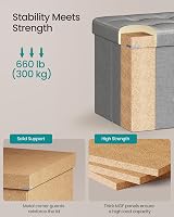 SONGMICS MAZIE Collection Storage Ottoman Bench 76 cm Light Grey view 4