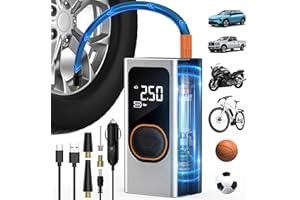 LOSTSOUL Tire Inflator Portable Air Compressor, 2X Faster Portable Air Compressor with 4000mAh Battery, 150PSI Cordless Air Pump for Car, Motorcycle, Bicycle and More