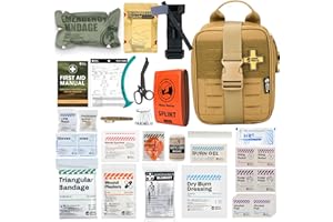 RHINO RESCUE IFAK Trauma First Aid Kit, FSA HSA Eligible, Medical Pouch for Car Home Travel Hiking (Coyote)