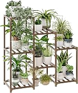 Bamworld Plant Stand 3-Tier Ladder Shelf Indoor Outdoor Wood Plant Rack