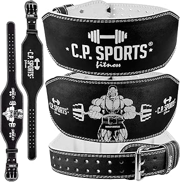 C.P.Sports - Cinturón de piel para pesas y fitness, extra ancho ...
