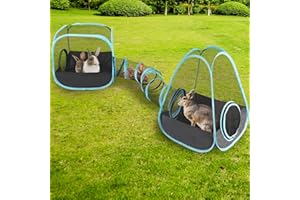 YUEPET Outdoor Visual Rabbit Tunnel Toys Pop up Bunny Enclosure Hideout Portable Cube Tent Collapsible Small Animal Playpen for Indoor Rabbit Guinea Pig Ferret Hamster Kitten Exercising Hiding Playing