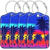 Gowraps Luggage Tags for Suitcases-Leather Luggage Tag 4 Pack with Loops Cute Bag/Backpack/Suitcase Tags Bulk Travel Essentials for Flying