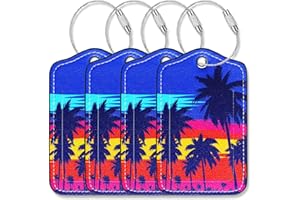 Gowraps Luggage Tags for Suitcases-Leather Luggage Tag 4 Pack with Loops Cute Bag/Backpack/Suitcase Tags Bulk Travel Essentials for Flying