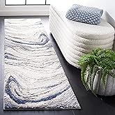 SAFAVIEH Petra Collection Runner Rug - 2'3" x 8', Light Beige & Blue, Modern Design, Non-Shedding & Easy Care, Ideal for High