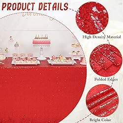 Trlyc Red Sequin Tablecloth - 60x84inch Glitter