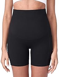 POSHDIVAH Women's Maternity Yoga Shorts Over The