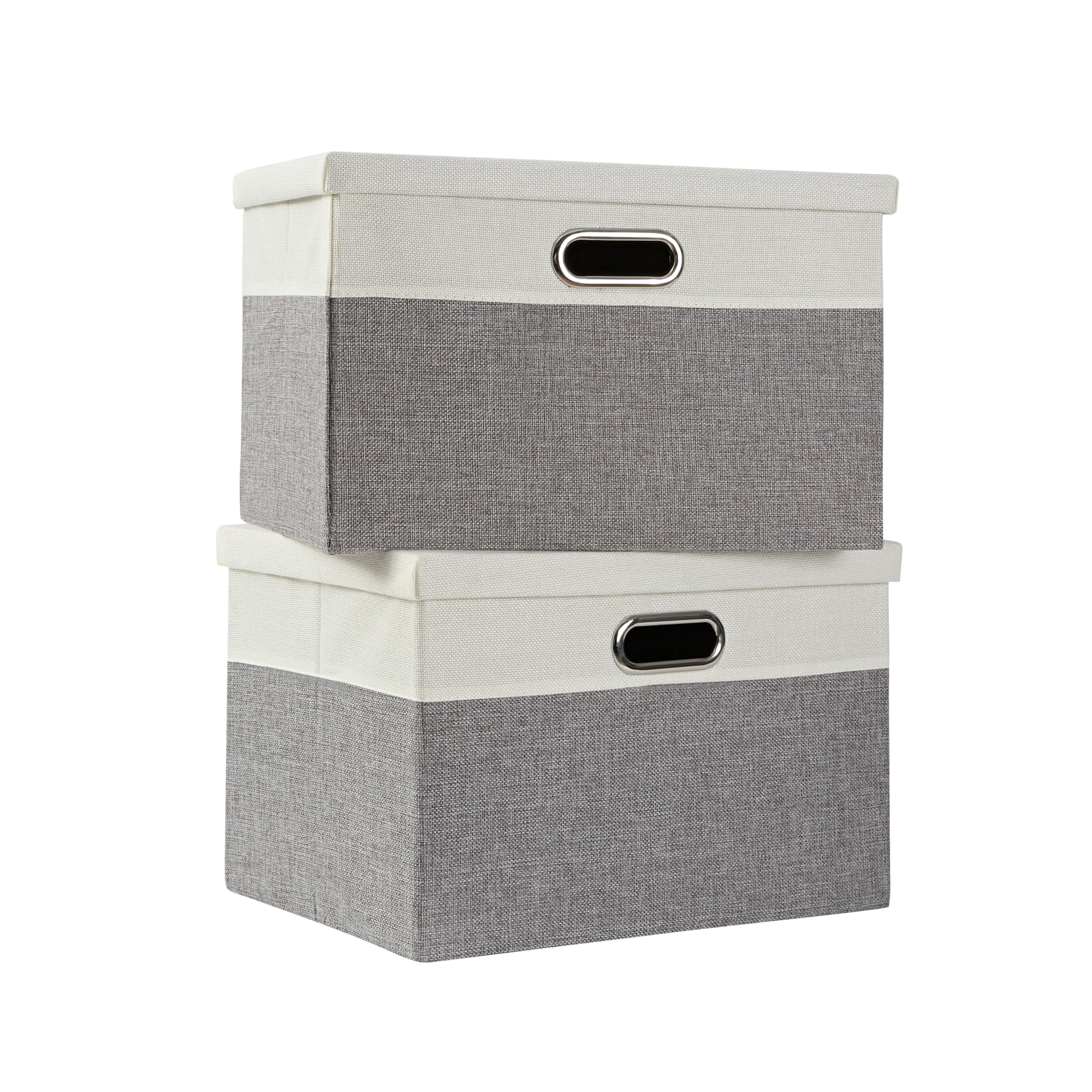AlphaHome Storage Boxes with Lids, Glaucous Grey and White(2 Pack, XLarge)