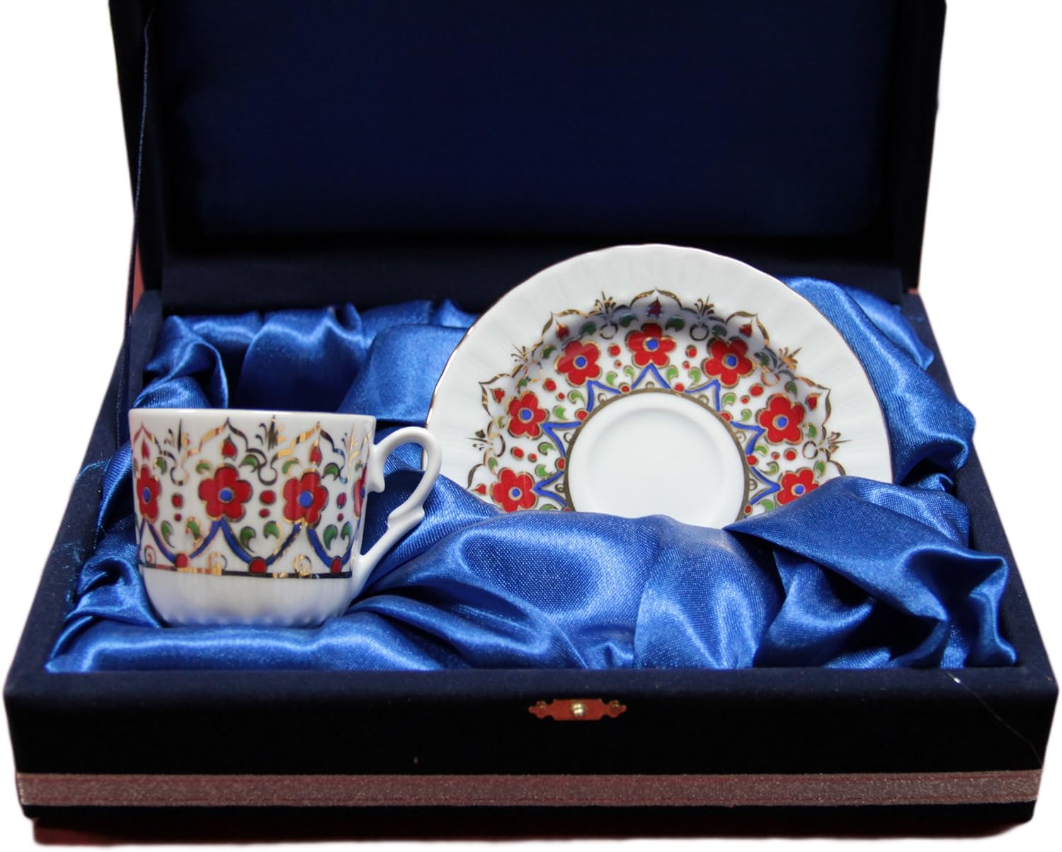 Turkish Coffee & Expresso Porcelain Cups and Saucer Set of 2 with Special Gift Box