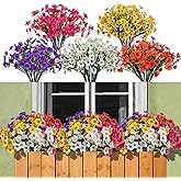 maoodoo 15 Bundles Artificial Flowers Outdoor UV Resistant Fake Silk Plants Plastic Faux Shrubs Outside Front Porch Window Box Garden Home Hanging Planter Decoration (Mixed Color)