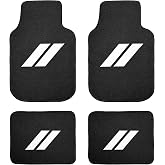 YOSRTER 4Pcs Car Floor Mats for Dodge Charger Durango Challenger Journey Ram Dart Hornet Non-Slip All Weather Waterproof Skin-Friendly Front &amp; Rear Protector Liners (White Trim)
