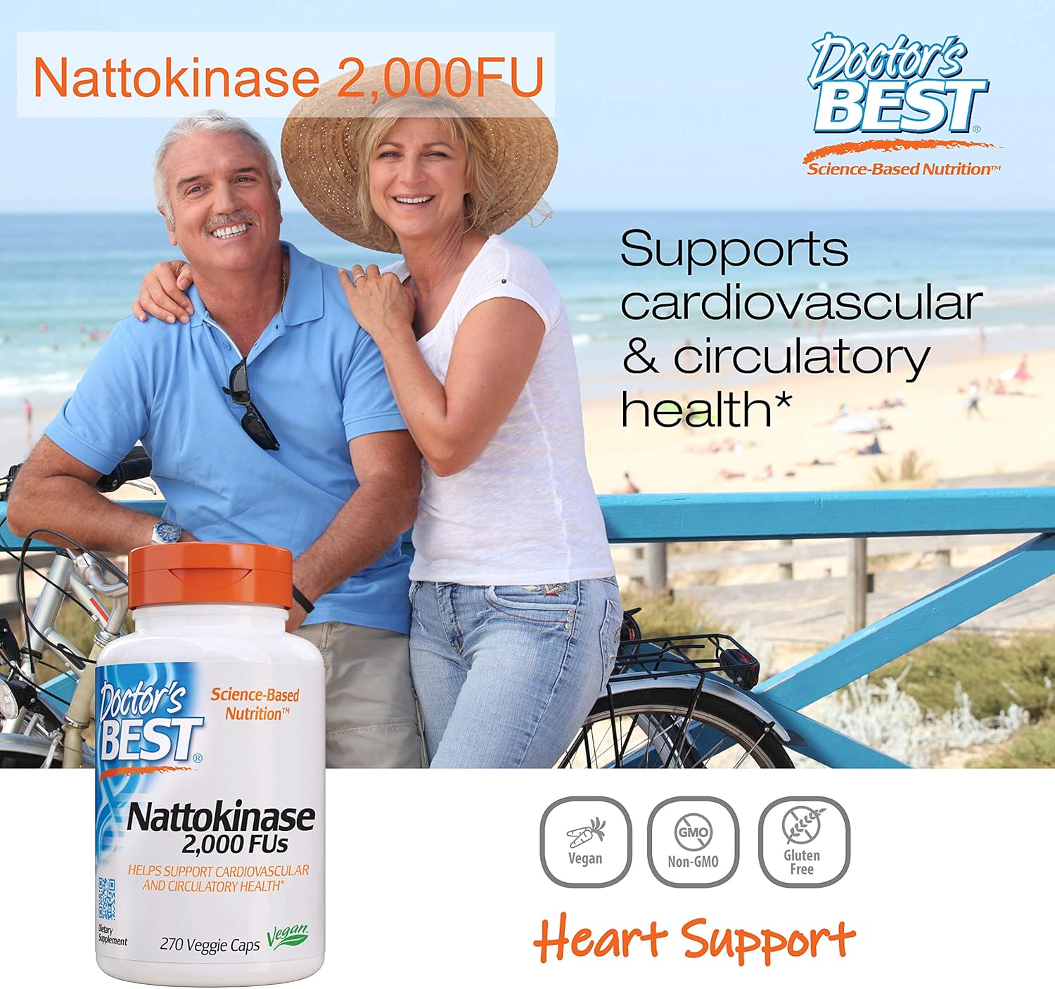 Doctor's Best Nattokinase, Non-GMO, Vegan, Gluten Free, 270 Veggie Caps: Health & Personal Care