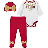 Gerber NFL baby girls 3 Pack Bodysuit Registry Gift Set Footed Pant and Cap