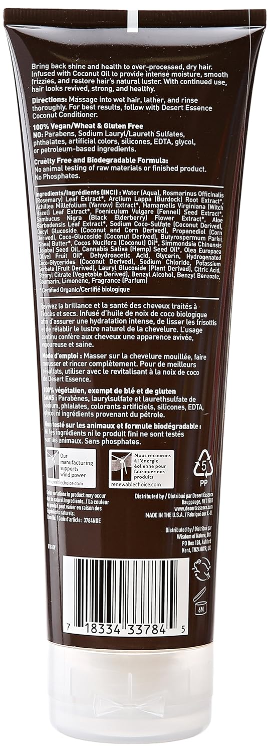 Desert Essence Coconut Shampoo, Nourishing for Dry Hair. 8 fl.oz, 237 ml (Pack of 1) - Image 3