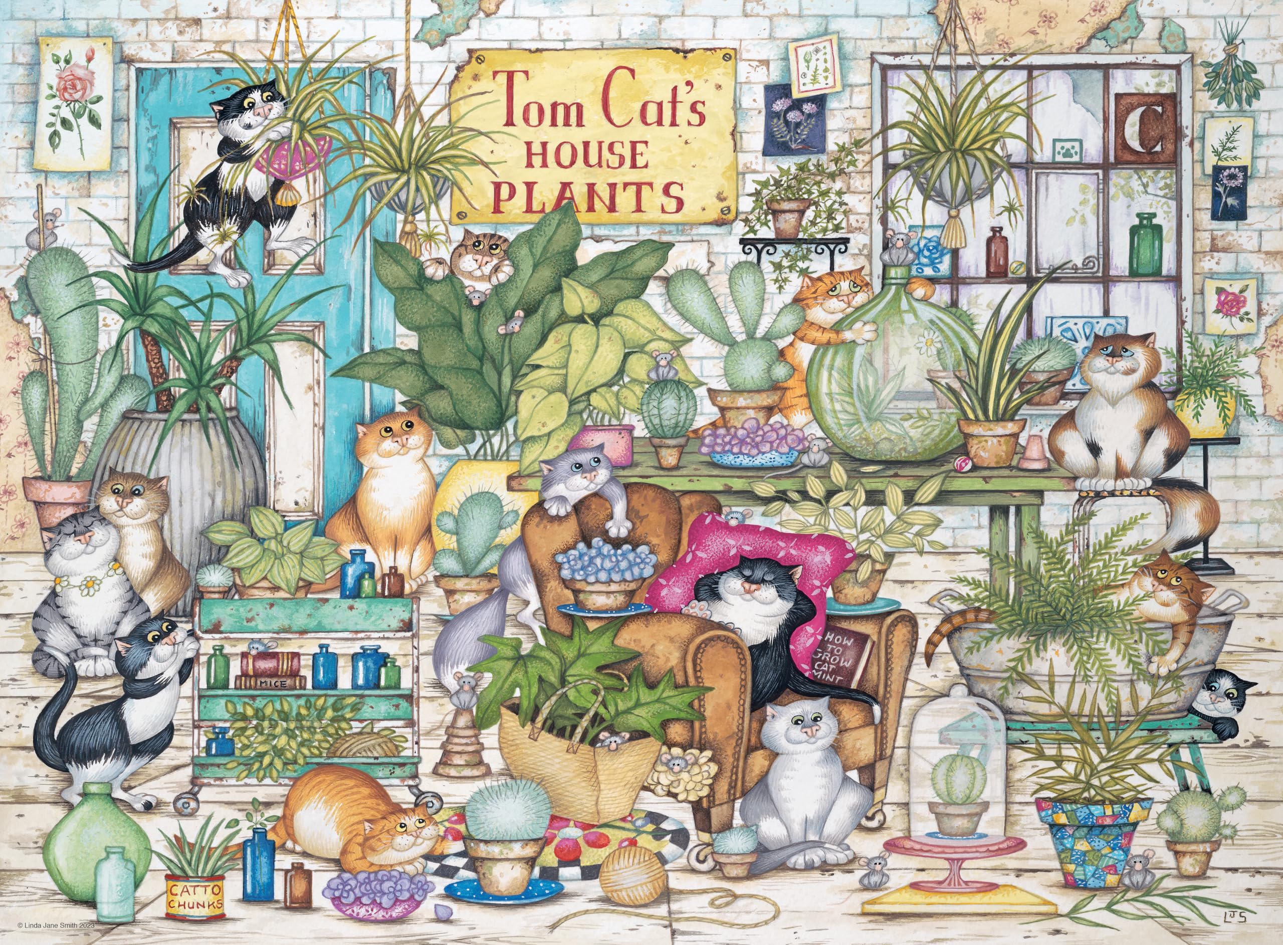 Ravensburger Crazy Cats - Tom Cat’s House Plants 500 Piece Jigsaw Puzzle for Adults and Kids Age 10 Years Up - Animals — image 1