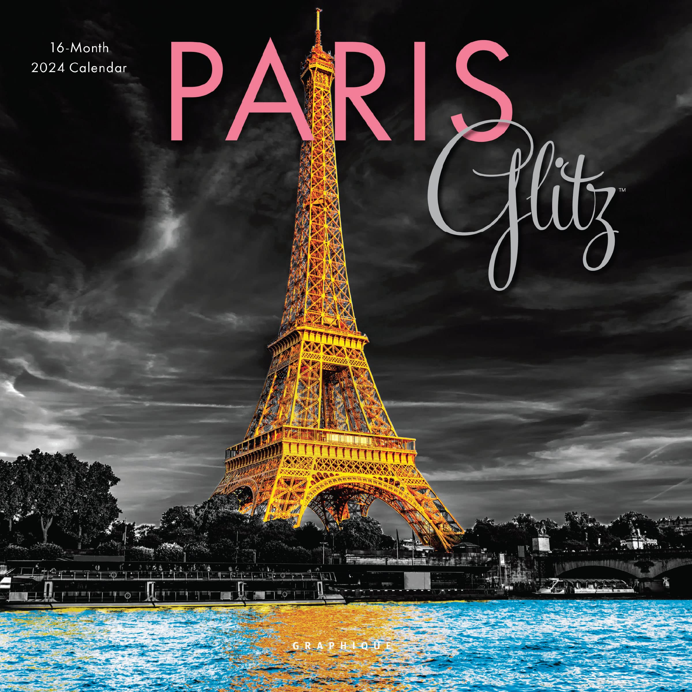 Graphique 2024 Paris Glitz Mini Wall Calendar | 7” x 7” | Thick Paper | Home & Office Organizer | Large Monthly Grid | 3 Languages & Marked Holidays | 4 Month Preview Page for 2025