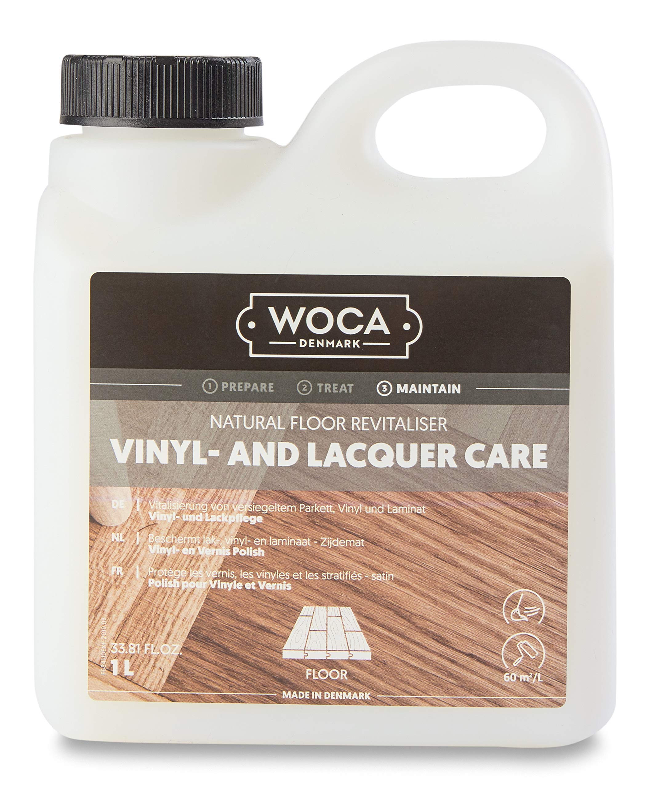 WOCA Vinyl Laminate LVT and Lacquer Care Suitable for maintaning Vinyl Laminated Lacquered or Painted Surfaces. Strengthens the Surface, Protects Against Scratches