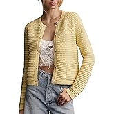 STURWBEZ Womens Fall Cardigan Sweater Casual Open Front Long Sleeve Button Down Crochet Knit Tops with Pockets