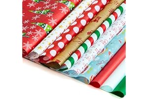 Joiedomi 150 Sheets Christmas Tissue Paper Assorted Design; Easy and Fast Gift Wrapping Accessory Perfect for present Boxes, Xmas Gift Wrapping Bags and Wine Bottles