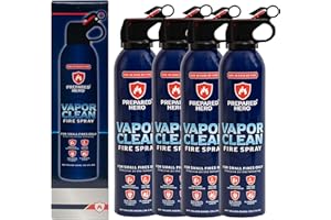 Vapor Clean Fire Spray by Prepared Hero - 4 Pack - Portable Fire Extinguisher for Home, Car, Garage, Kitchen - Works on Elect