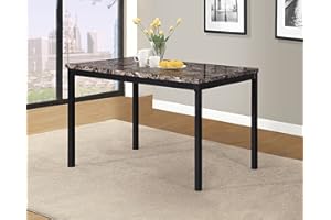 Roundhill Furniture Noyes Metal Dining Table with Laminated Faux Marble Top