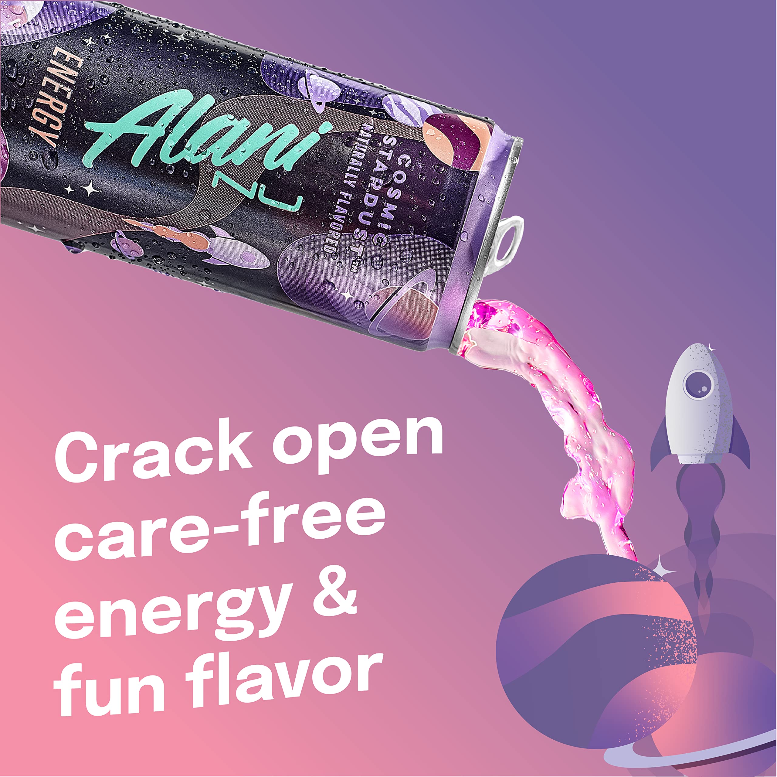 Alani Nu COSMIC STARDUST Sugar Free, Low Calorie Energy Drinks 200mg