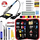 Soldering Iron Kit - Soldering Iron 60 W Adjustable Temperature, Solder Wire, Tweezers, Soldering Iron Stand, Soldering Iron 