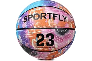 Sportfly Glow in The Dark Basketball, Glowing PU Leather Ball, Luminous Training Basketball Size 7 Gift for Men Women Indoor-