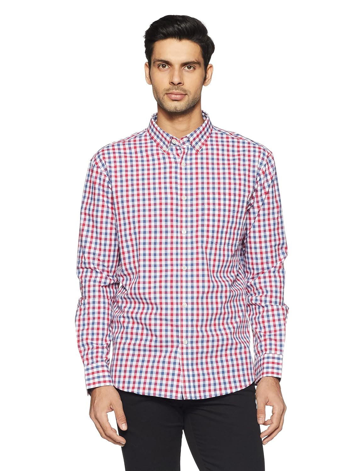 marks & spencer men's checkered regular fit casual shirt