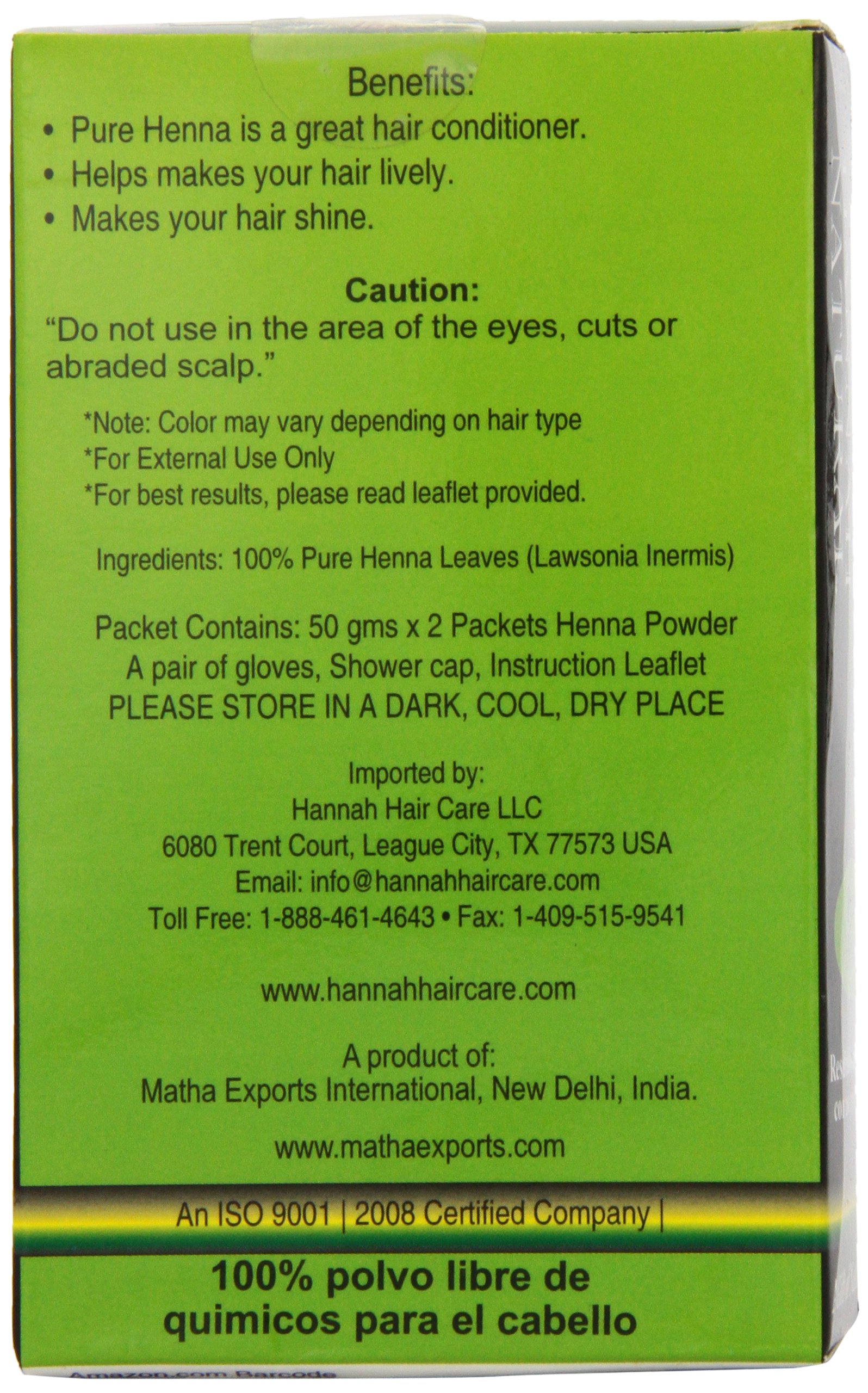 Hannah Natural 100% Pure Henna Powder, 100 Gram