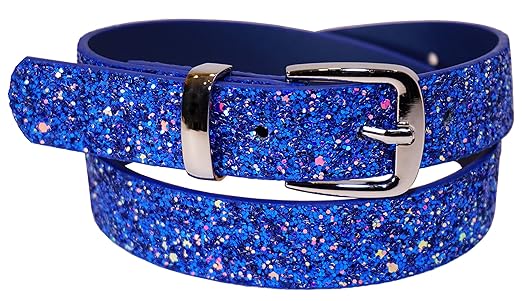 EANAGO Kindergürtel 'Eiskristall blau' für Mädchen (Kindergarten- und Grundschulkinder, 5-10 Jahre), blau Glitzer, 65 cm