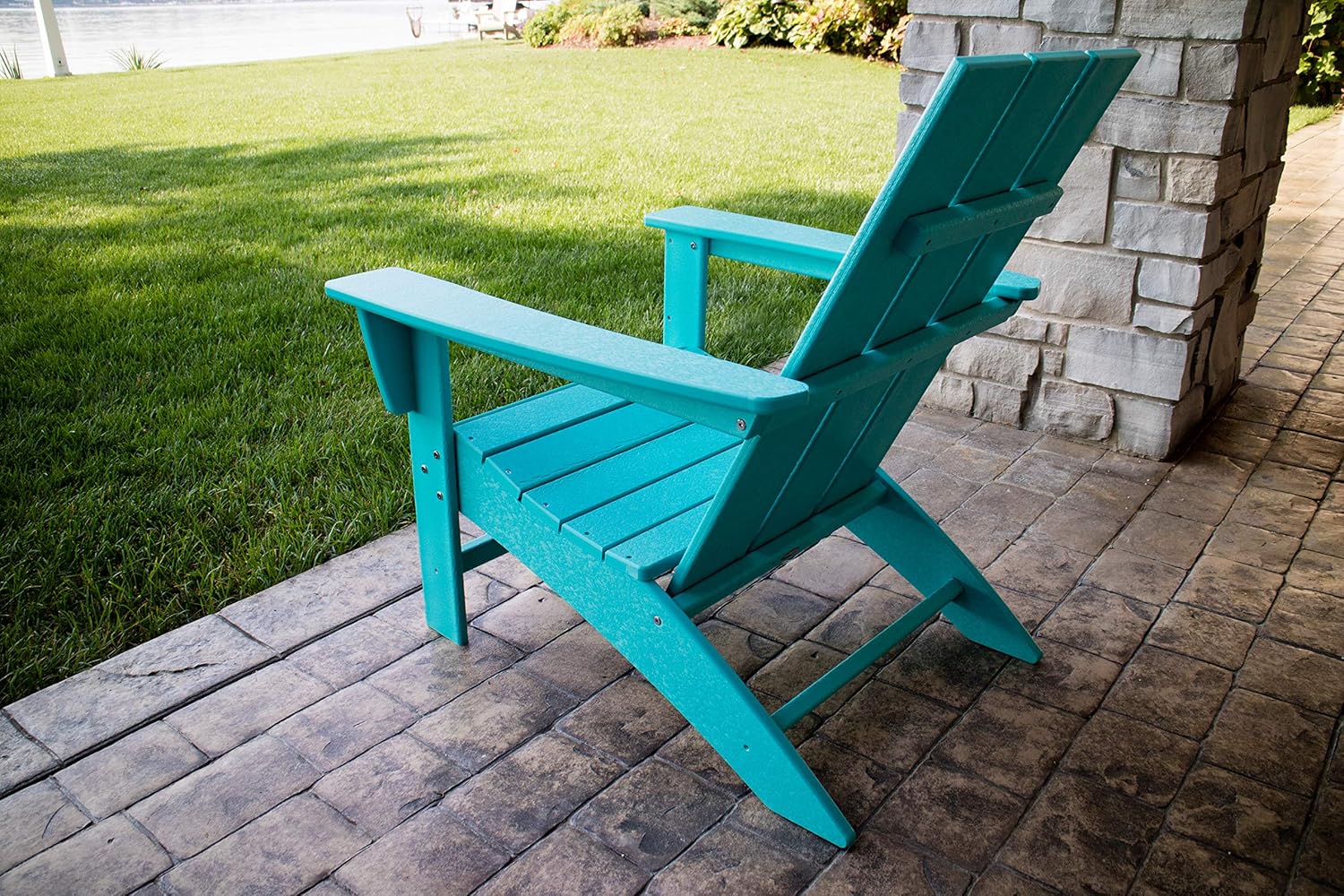 POLYWOOD AD420WH Modern Adirondack Chair, White : Garden & Outdoor